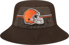 Load image into Gallery viewer, Cleveland Browns New Era 2023 NFL Training Camp Stretch Bucket Hat - Brown
