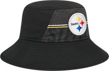 Load image into Gallery viewer, Pittsburgh Steelers New Era 2023 NFL Training Camp Stretch Bucket Hat - Black
