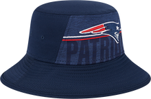 Load image into Gallery viewer, New England Patriots New Era 2023 NFL Training Camp Stretch Bucket Hat - Navy
