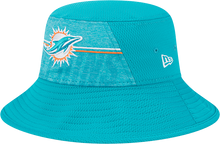 Load image into Gallery viewer, Miami Dolphins New Era 2023 NFL Training Camp Stretch Bucket Hat - Aqua
