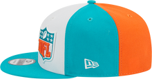 Load image into Gallery viewer, Miami Dolphins New Era 2023 Sideline 9FIFTY Snapback Hat - Orange/Aqua
