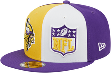 Load image into Gallery viewer, Minnesota Vikings New Era 2023 Sideline 9FIFTY Snapback Hat - Gold/Purple
