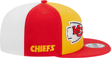 Load image into Gallery viewer, Kansas City Chiefs New Era 2023 Sideline 9FIFTY Snapback Hat - Gold/Red
