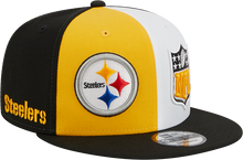Load image into Gallery viewer, Pittsburgh Steelers New Era 2023 Sideline 9FIFTY Snapback Hat - Gold/Black
