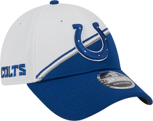 Load image into Gallery viewer, Indianapolis Colts New Era 2023 Sideline 9FORTY Adjustable Hat - White/Royal
