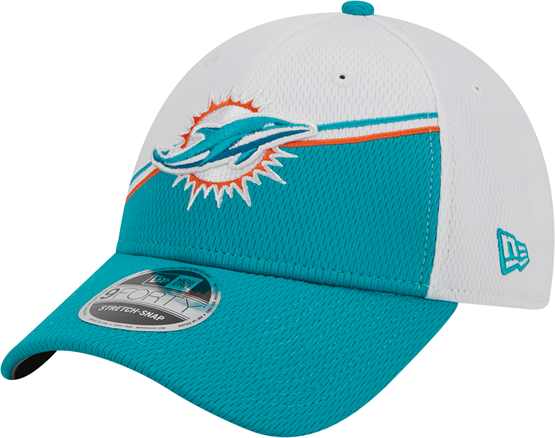 Miami Dolphins New Era 2023 Sideline 9FORTY Adjustable Hat - White/Aqaua