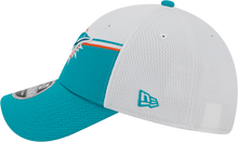 Load image into Gallery viewer, Miami Dolphins New Era 2023 Sideline 9FORTY Adjustable Hat - White/Aqaua
