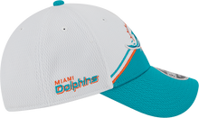 Load image into Gallery viewer, Miami Dolphins New Era 2023 Sideline 9FORTY Adjustable Hat - White/Aqaua

