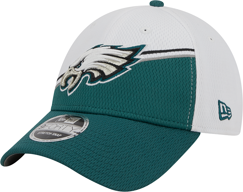 Philadelphia Eagles New Era 2023 Sideline 9FORTY Adjustable Hat - White/Midnight Green