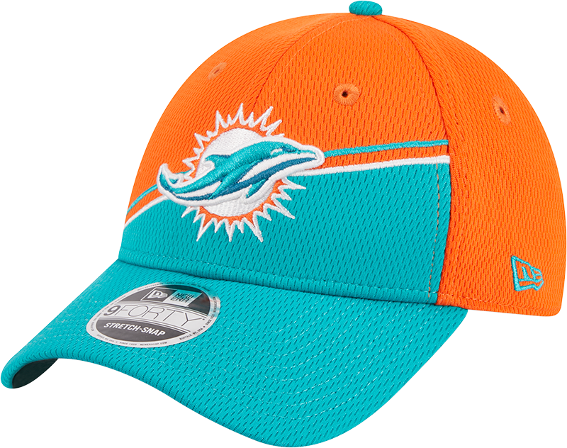 Miami Dolphins New Era 2023 Sideline 9FORTY Adjustable Hat - Orange/Aqua
