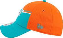 Load image into Gallery viewer, Miami Dolphins New Era 2023 Sideline 9FORTY Adjustable Hat - Orange/Aqua
