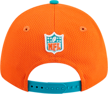 Load image into Gallery viewer, Miami Dolphins New Era 2023 Sideline 9FORTY Adjustable Hat - Orange/Aqua
