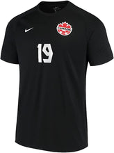 Load image into Gallery viewer, Men&#39;s Nike Alphonso Davies Black Canada Soccer 2021/22 Alternate - Replica Player Jersey

