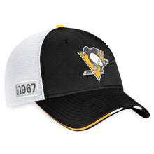Load image into Gallery viewer, Pittsburgh Penguins Fanatics Branded 2022 NHL Draft Authentic Pro On Stage Trucker Adjustable Hat - Black/White
