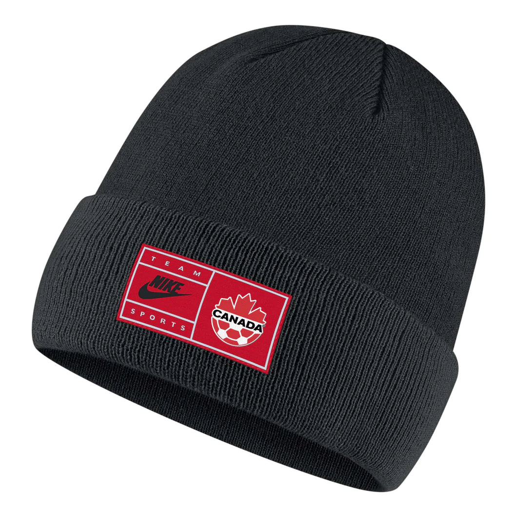 Mens Nike Black Canada Soccer Wordmark Cuffed Knit Hat