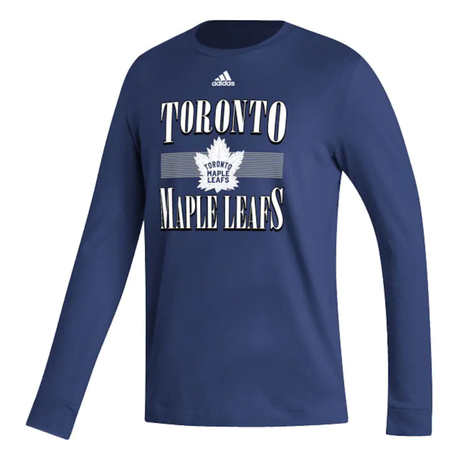 Men's Toronto Maple Leafs adidas Blue Reverse Retro 2.0 - Official Badge Long Sleeve T-Shirt