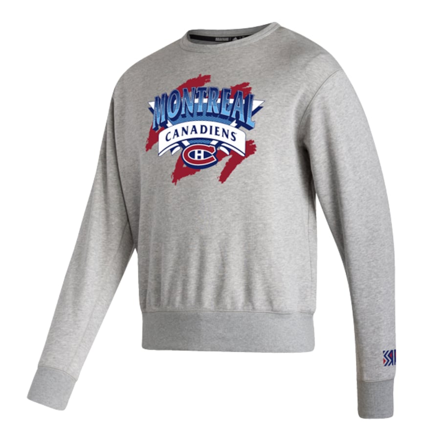 Men's Montreal Canadiens adidas Grey Reverse Retro 2.0 - Attack Triangle Pullover Sweatshirt