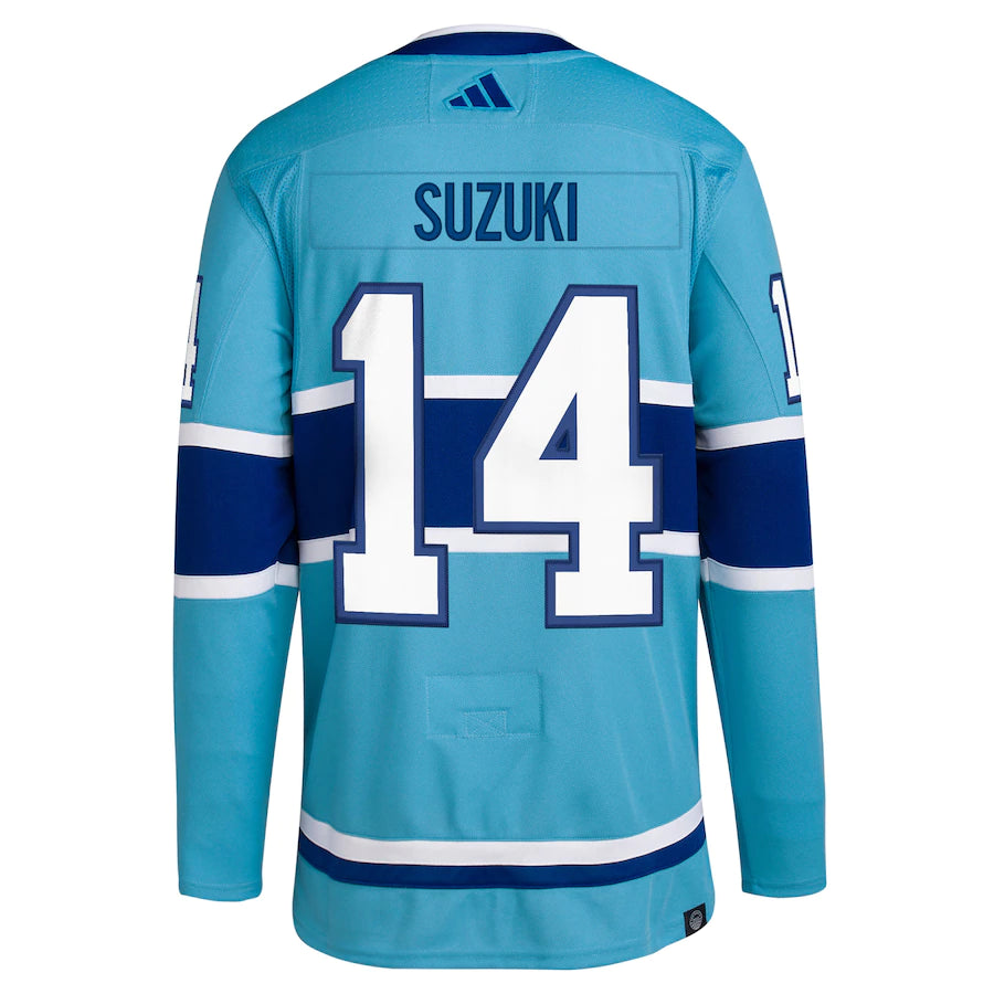 Men's Montreal Canadiens Nick Suzuki Adidas Light Blue - Reverse Retro 2.0 Authentic Player Jersey