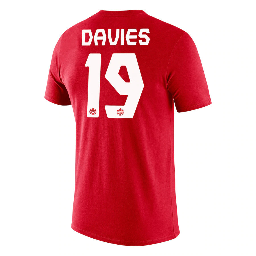 Men's Nike Alphonso Davies Red Canada Soccer Legend Name & Number T-Shirt