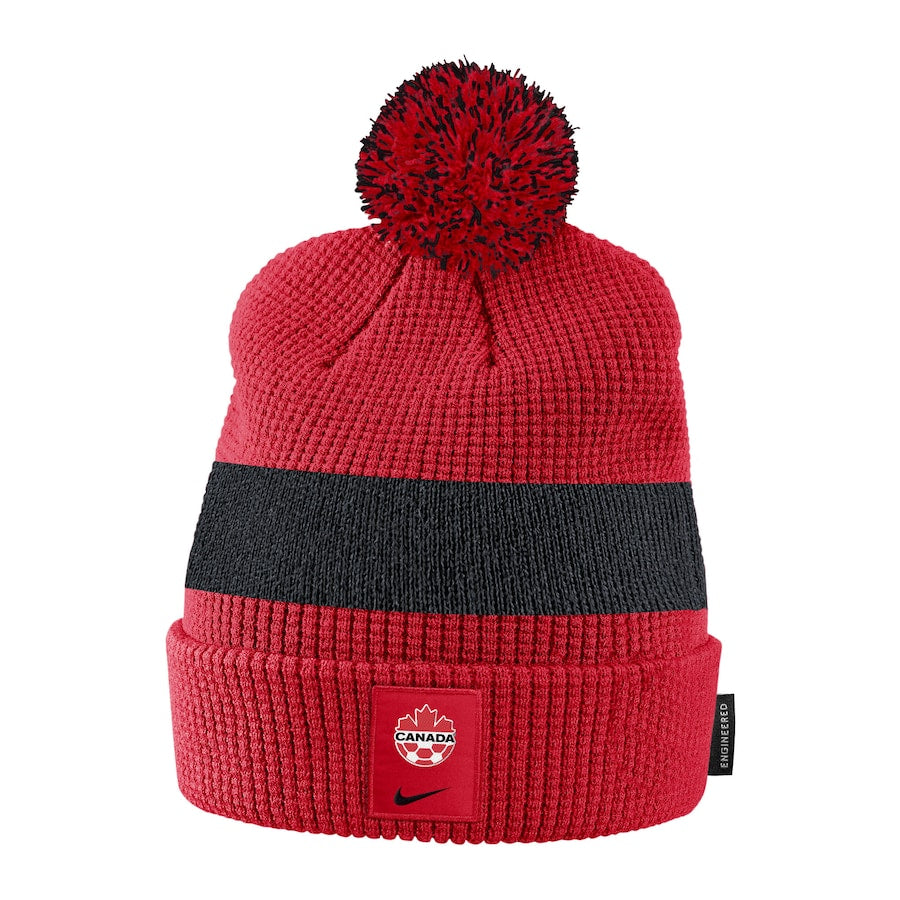 Mens Nike Red Canada Soccer Cuffed Knit Hat with Pom