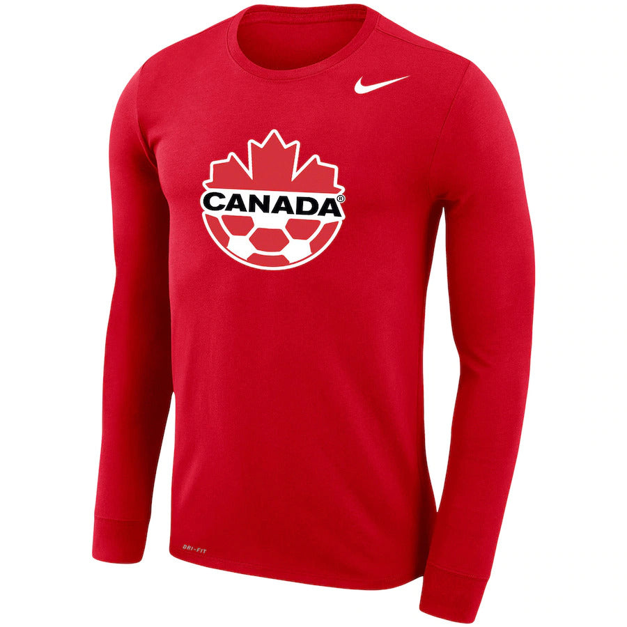 Men's Nike Red Canada Soccer Legend 2.0 Logo Long Sleeve - Performance T-Shirt