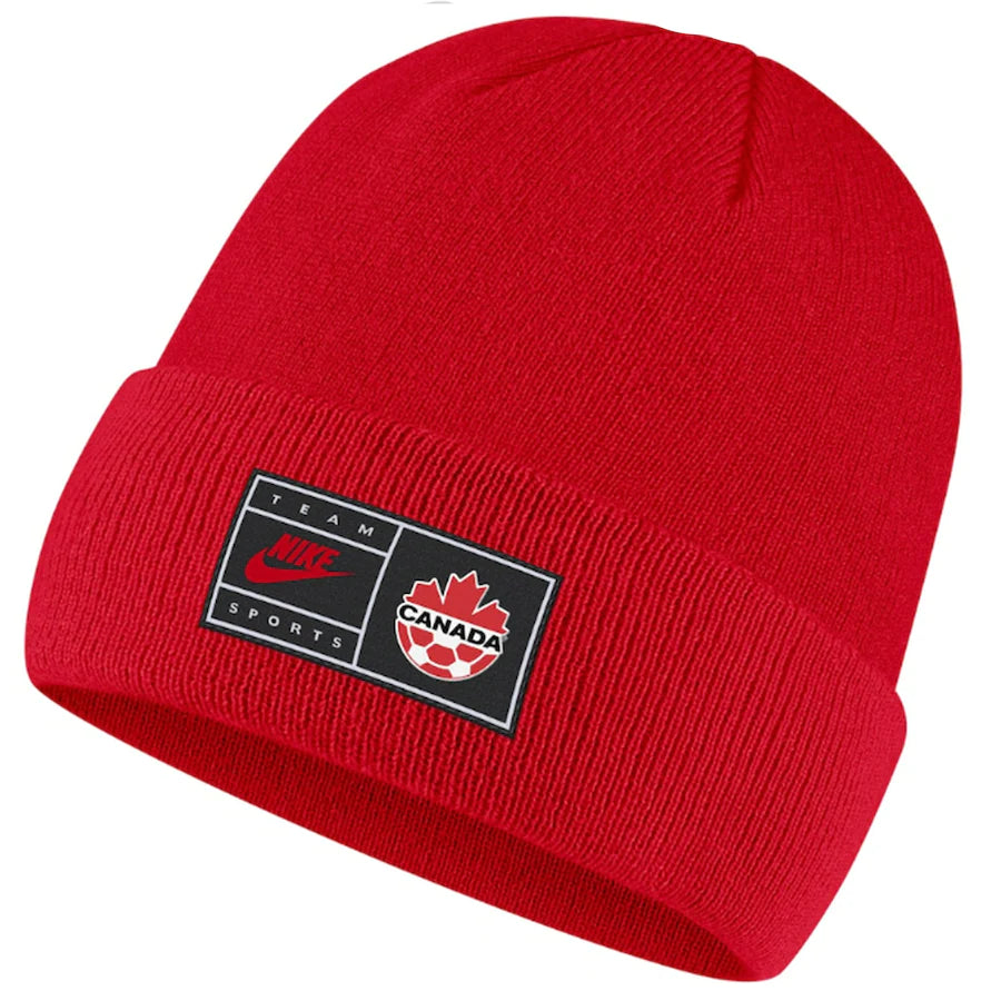 Mens Nike Red Canada Soccer Wordmark Cuffed Knit Hat