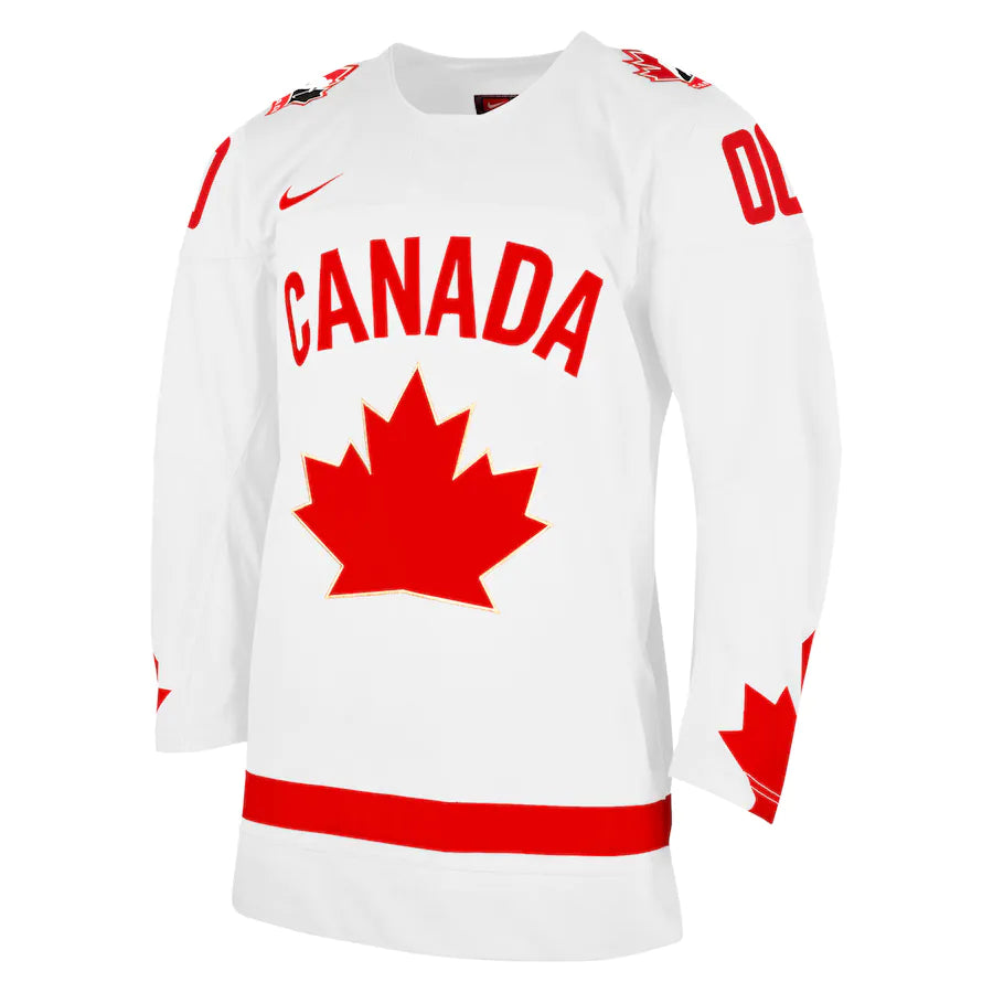 Men's Nike White Hockey Canada One Leaf Blank Replica Jersey