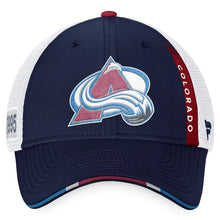 Load image into Gallery viewer, Colorado Avalanche Fanatics Branded 2022 NHL Draft Authentic Pro On Stage Trucker Adjustable Hat - Navy/White
