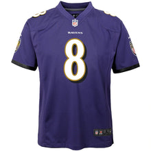 Load image into Gallery viewer, Lamar Jackson Baltimore Ravens Nike Child Game Jersey - Purple
