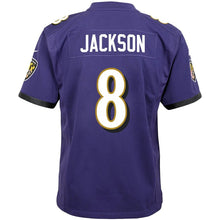 Load image into Gallery viewer, Lamar Jackson Baltimore Ravens Nike Youth Game Jersey - Purple
