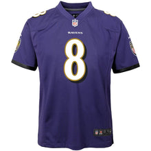 Load image into Gallery viewer, Lamar Jackson Baltimore Ravens Nike Youth Game Jersey - Purple
