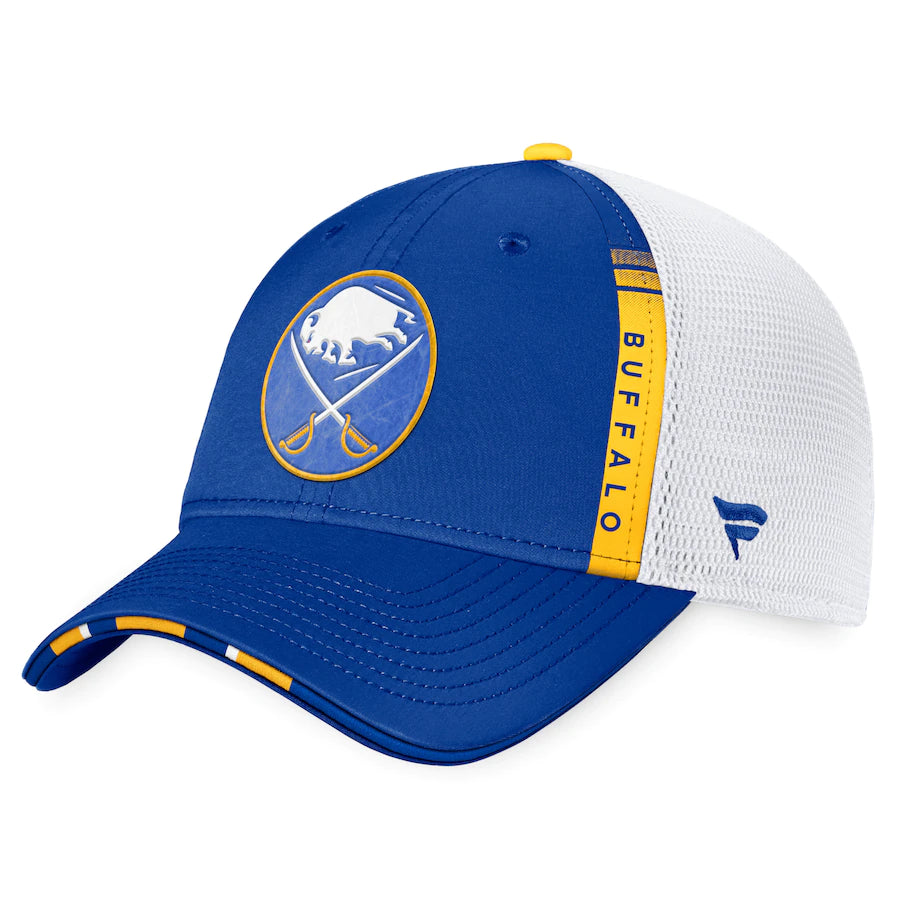 Buffalo Sabres Fanatics Branded 2022 NHL Draft Authentic Pro On Stage Trucker Adjustable Hat - Royal/White
