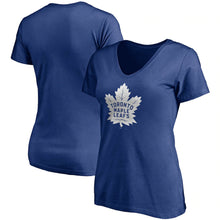 Load image into Gallery viewer, Women&#39;s Toronto Maple Leafs Fanatics Branded Blue Primary Team Logo - V-Neck T-Shirt
