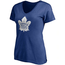 Load image into Gallery viewer, Women&#39;s Toronto Maple Leafs Fanatics Branded Blue Primary Team Logo - V-Neck T-Shirt
